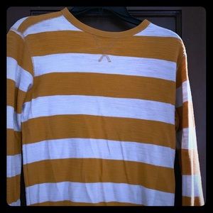 Boys mustard and white strip tee